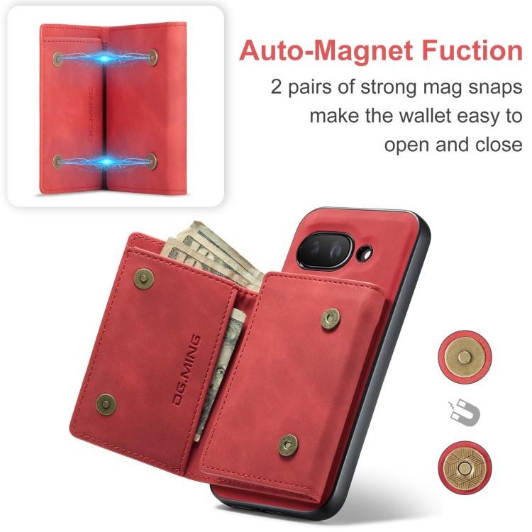 For Google Pixel 9a DG.MING M1 Series 3-Fold Multi Card Wallet + Magnetic Phone Case
