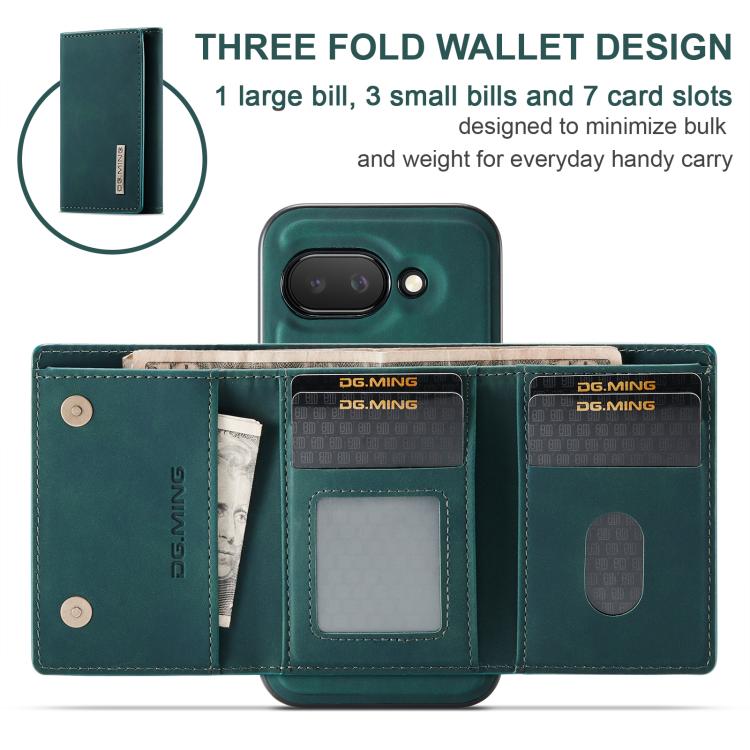 For Google Pixel 9a DG.MING M1 Series 3-Fold Multi Card Wallet + Magnetic Phone Case