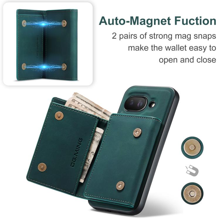 For Google Pixel 9a DG.MING M1 Series 3-Fold Multi Card Wallet + Magnetic Phone Case