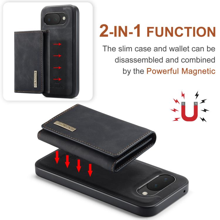 For Google Pixel 10a DG.MING M1 Series 3-Fold Multi Card Wallet + Magnetic Phone Case