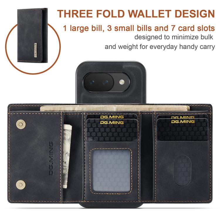 For Google Pixel 10a DG.MING M1 Series 3-Fold Multi Card Wallet + Magnetic Phone Case