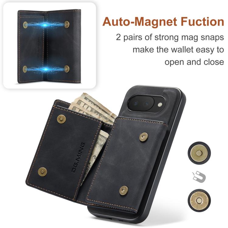 For Google Pixel 10a DG.MING M1 Series 3-Fold Multi Card Wallet + Magnetic Phone Case