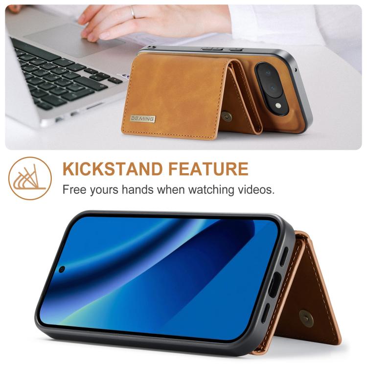 For Google Pixel 10a DG.MING M1 Series 3-Fold Multi Card Wallet + Magnetic Phone Case