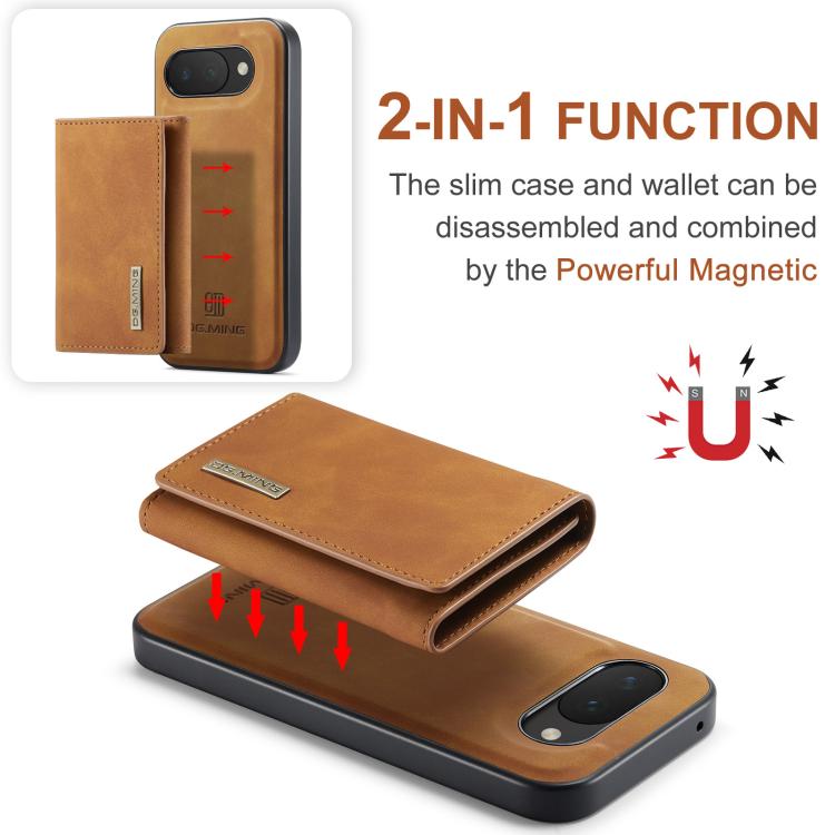 For Google Pixel 10a DG.MING M1 Series 3-Fold Multi Card Wallet + Magnetic Phone Case