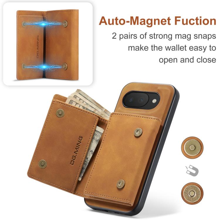 For Google Pixel 10a DG.MING M1 Series 3-Fold Multi Card Wallet + Magnetic Phone Case