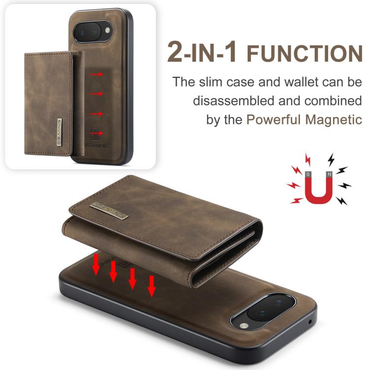 For Google Pixel 10a DG.MING M1 Series 3-Fold Multi Card Wallet + Magnetic Phone Case