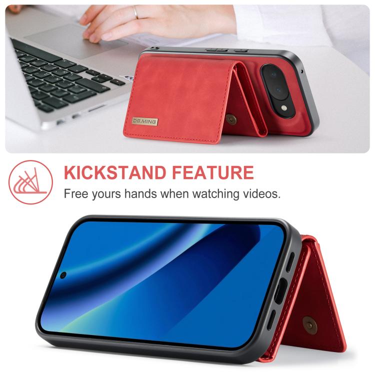 For Google Pixel 10a DG.MING M1 Series 3-Fold Multi Card Wallet + Magnetic Phone Case