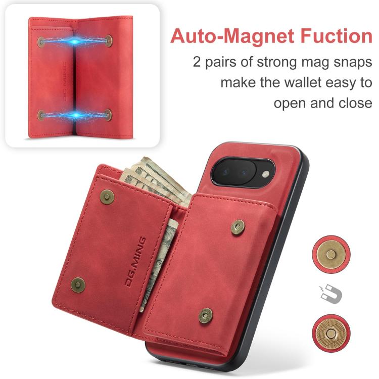 For Google Pixel 10a DG.MING M1 Series 3-Fold Multi Card Wallet + Magnetic Phone Case