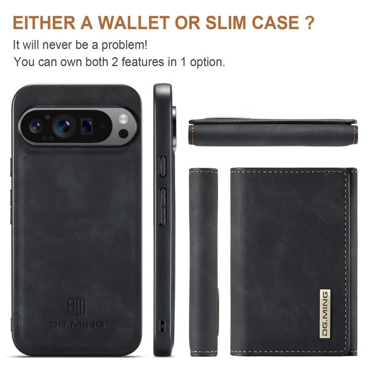 For Google Pixel 10 Pro XL DG.MING M1 Series 3-Fold Multi Card Wallet + Magnetic Phone Case