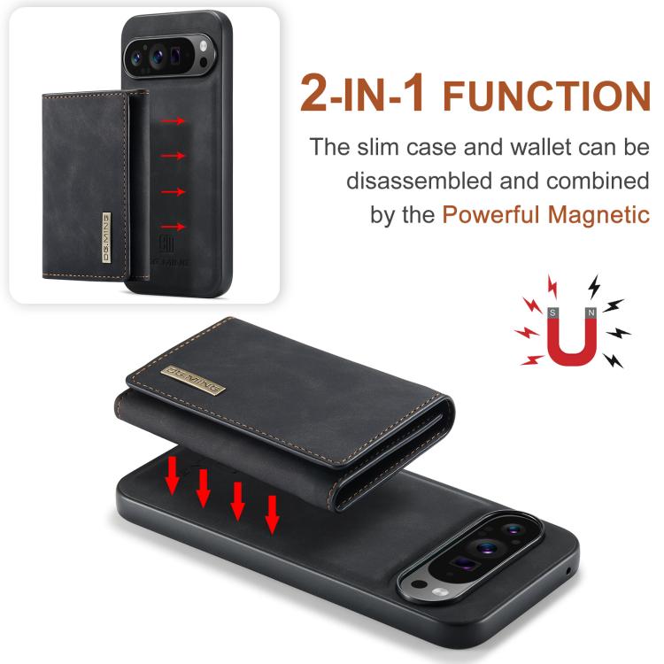 For Google Pixel 10 Pro XL DG.MING M1 Series 3-Fold Multi Card Wallet + Magnetic Phone Case