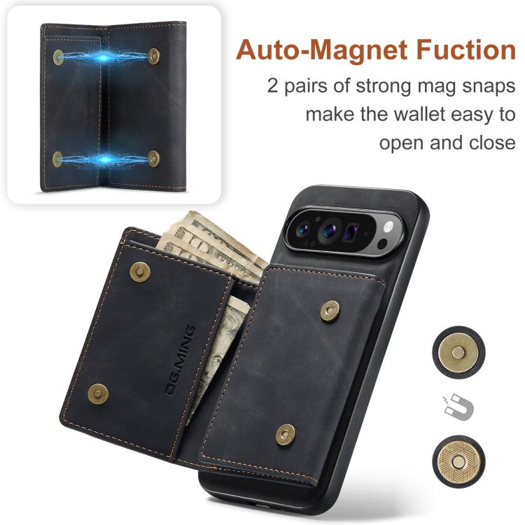 For Google Pixel 10 Pro XL DG.MING M1 Series 3-Fold Multi Card Wallet + Magnetic Phone Case