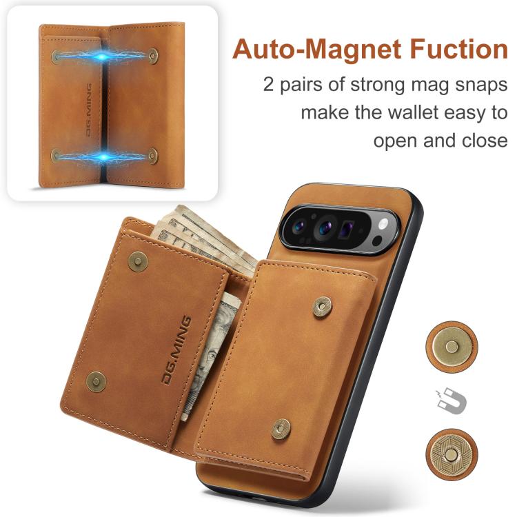 For Google Pixel 10 Pro XL DG.MING M1 Series 3-Fold Multi Card Wallet + Magnetic Phone Case