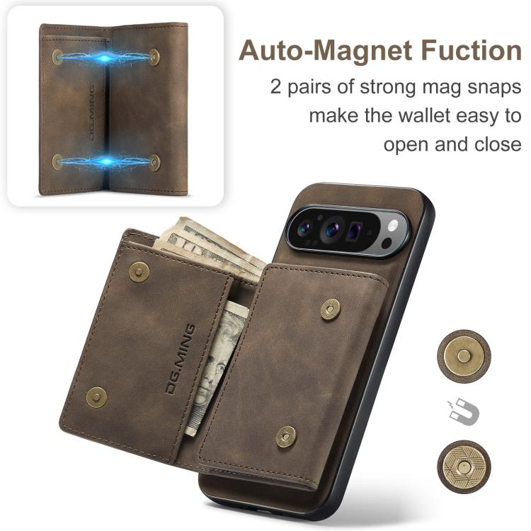 For Google Pixel 10 Pro XL DG.MING M1 Series 3-Fold Multi Card Wallet + Magnetic Phone Case