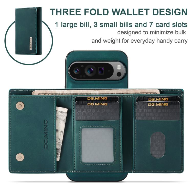 For Google Pixel 10 Pro XL DG.MING M1 Series 3-Fold Multi Card Wallet + Magnetic Phone Case
