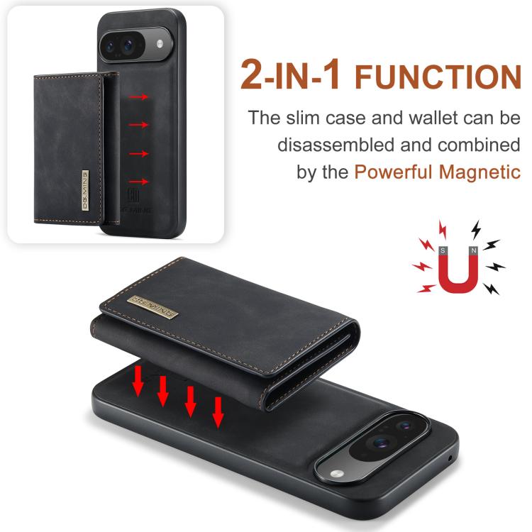 For Google Pixel 10 / 10 Pro DG.MING M1 Series 3-Fold Multi Card Wallet + Magnetic Phone Case
