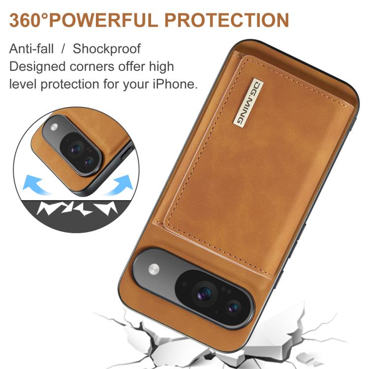 For Google Pixel 10 / 10 Pro DG.MING M1 Series 3-Fold Multi Card Wallet + Magnetic Phone Case