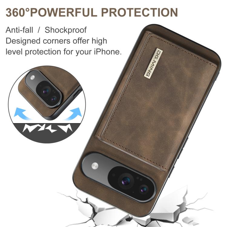 For Google Pixel 10 / 10 Pro DG.MING M1 Series 3-Fold Multi Card Wallet + Magnetic Phone Case