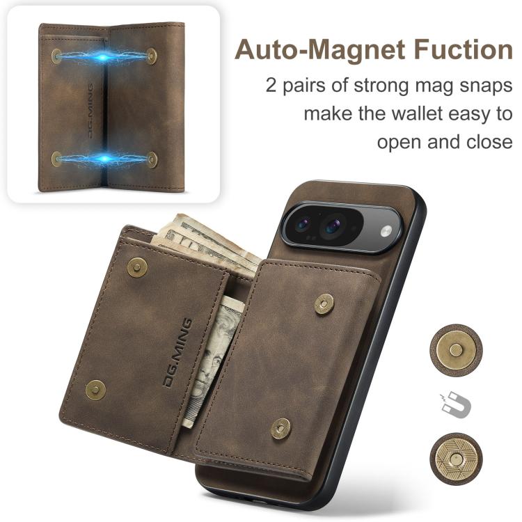 For Google Pixel 10 / 10 Pro DG.MING M1 Series 3-Fold Multi Card Wallet + Magnetic Phone Case