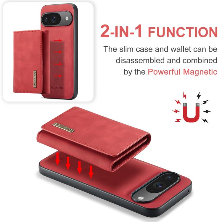 For Google Pixel 10 / 10 Pro DG.MING M1 Series 3-Fold Multi Card Wallet + Magnetic Phone Case