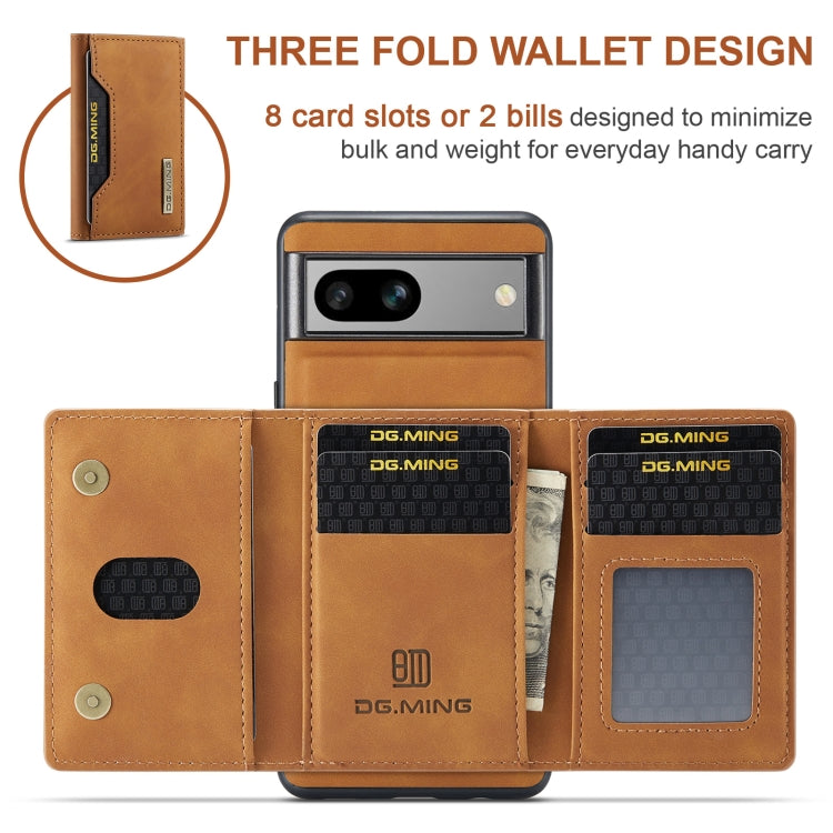 For Google Pixel 8a DG.MING M2 Series 3-Fold Multi Card Bag + Magnetic Phone Case