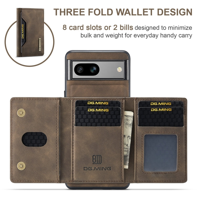 For Google Pixel 8a DG.MING M2 Series 3-Fold Multi Card Bag + Magnetic Phone Case