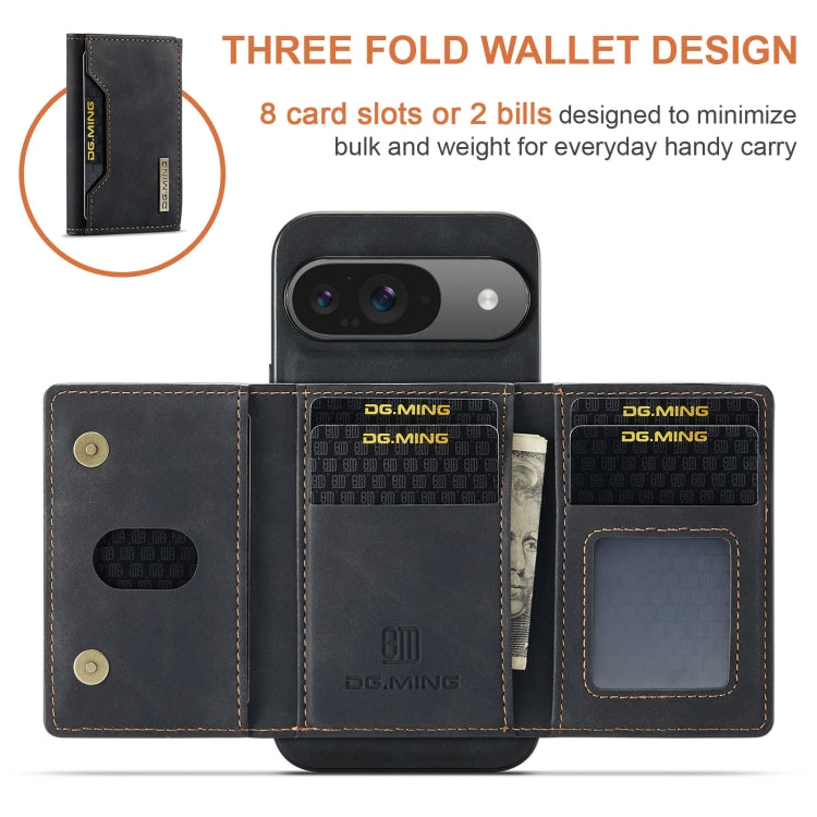 For Google Pixel 9 / 9 Pro DG.MING M2 Series 3-Fold Multi Card Bag + Magnetic Phone Case