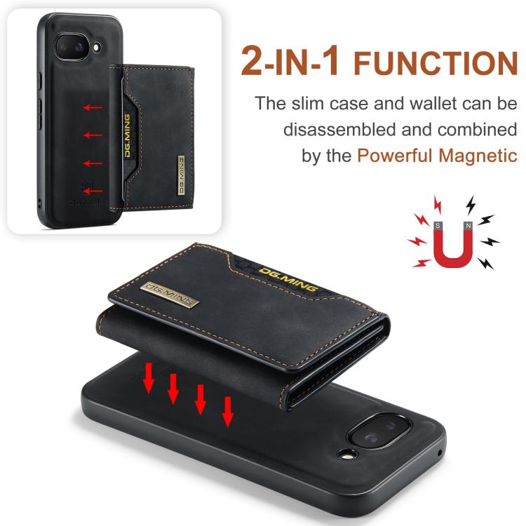 For Google Pixel 9a DG.MING M2 Series 3-Fold Multi Card Bag + Magnetic Phone Case
