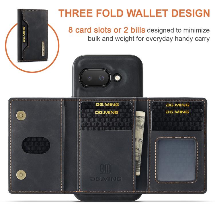 For Google Pixel 9a DG.MING M2 Series 3-Fold Multi Card Bag + Magnetic Phone Case