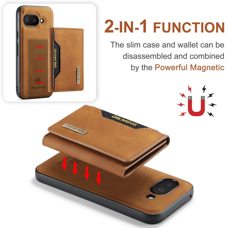 For Google Pixel 9a DG.MING M2 Series 3-Fold Multi Card Bag + Magnetic Phone Case
