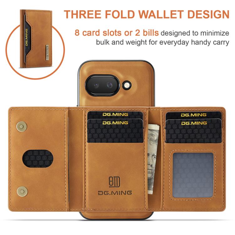 For Google Pixel 9a DG.MING M2 Series 3-Fold Multi Card Bag + Magnetic Phone Case