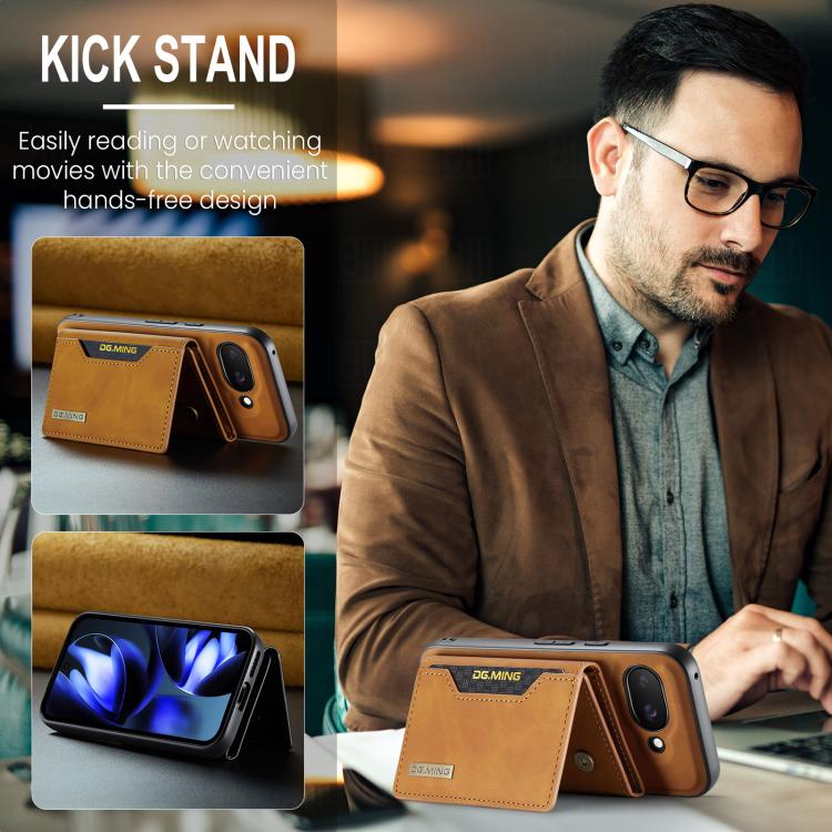 For Google Pixel 9a DG.MING M2 Series 3-Fold Multi Card Bag + Magnetic Phone Case