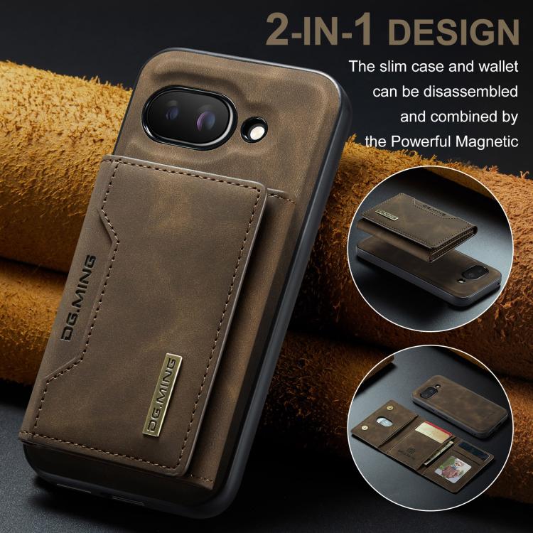 For Google Pixel 9a DG.MING M2 Series 3-Fold Multi Card Bag + Magnetic Phone Case
