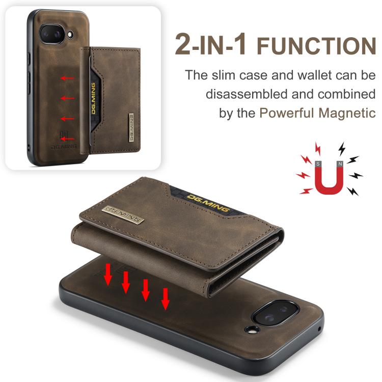 For Google Pixel 9a DG.MING M2 Series 3-Fold Multi Card Bag + Magnetic Phone Case