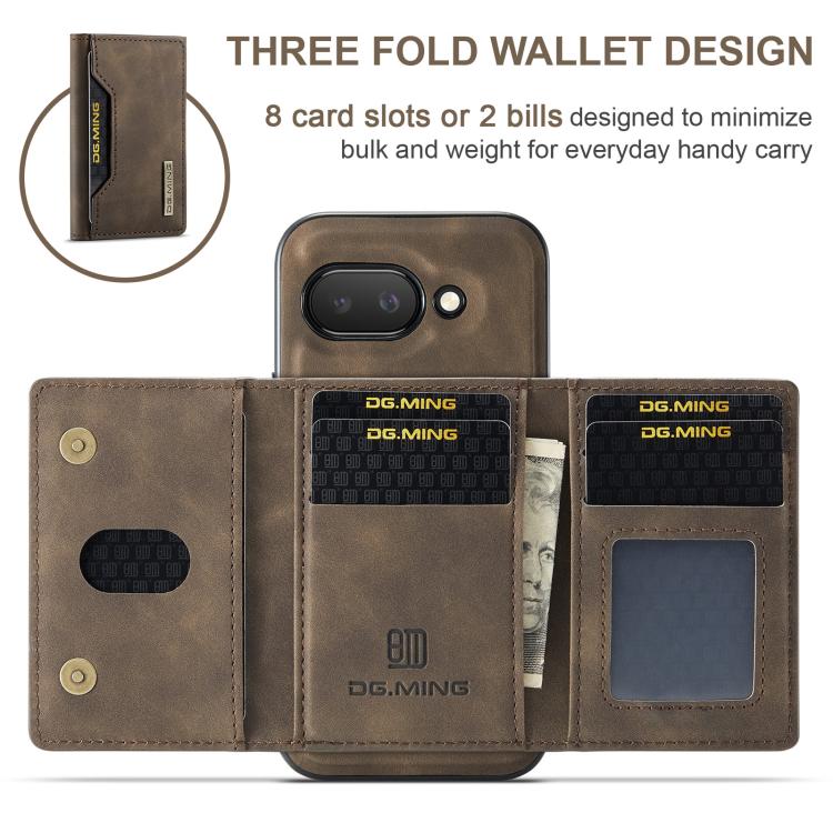 For Google Pixel 9a DG.MING M2 Series 3-Fold Multi Card Bag + Magnetic Phone Case