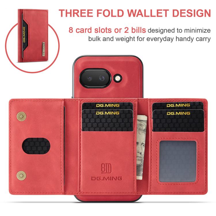 For Google Pixel 9a DG.MING M2 Series 3-Fold Multi Card Bag + Magnetic Phone Case