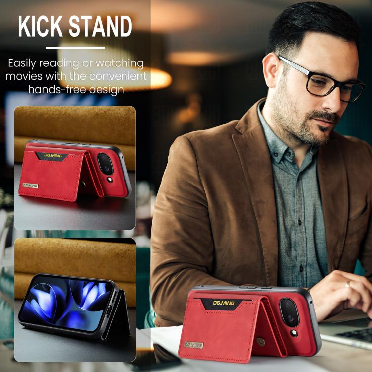 For Google Pixel 9a DG.MING M2 Series 3-Fold Multi Card Bag + Magnetic Phone Case