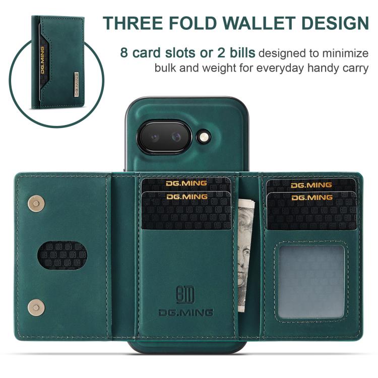For Google Pixel 9a DG.MING M2 Series 3-Fold Multi Card Bag + Magnetic Phone Case