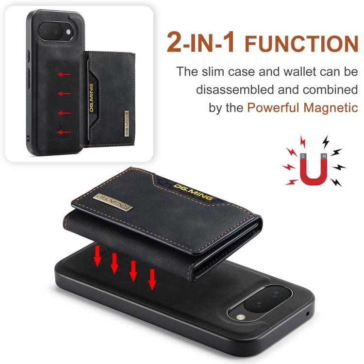 For Google Pixel 10a DG.MING M2 Series 3-Fold Multi Card Bag + Magnetic Phone Case