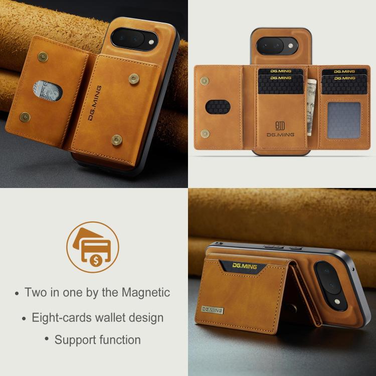 For Google Pixel 10a DG.MING M2 Series 3-Fold Multi Card Bag + Magnetic Phone Case