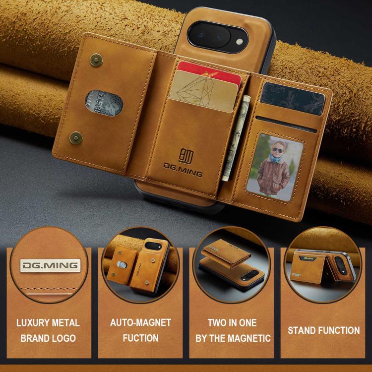 For Google Pixel 10a DG.MING M2 Series 3-Fold Multi Card Bag + Magnetic Phone Case