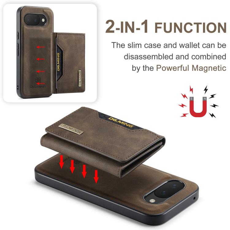 For Google Pixel 10a DG.MING M2 Series 3-Fold Multi Card Bag + Magnetic Phone Case