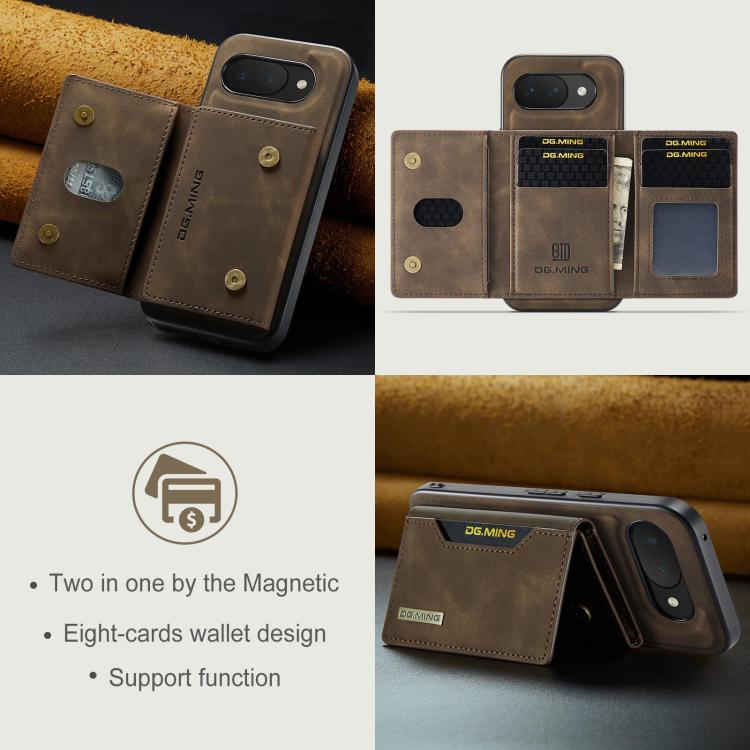 For Google Pixel 10a DG.MING M2 Series 3-Fold Multi Card Bag + Magnetic Phone Case