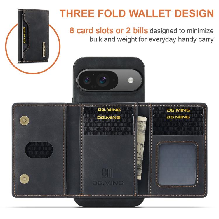 For Google Pixel 10 / 10 Pro DG.MING M2 Series 3-Fold Multi Card Bag + Magnetic Phone Case