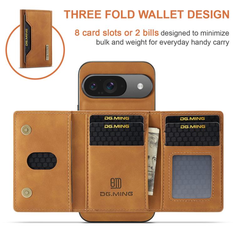 For Google Pixel 10 / 10 Pro DG.MING M2 Series 3-Fold Multi Card Bag + Magnetic Phone Case