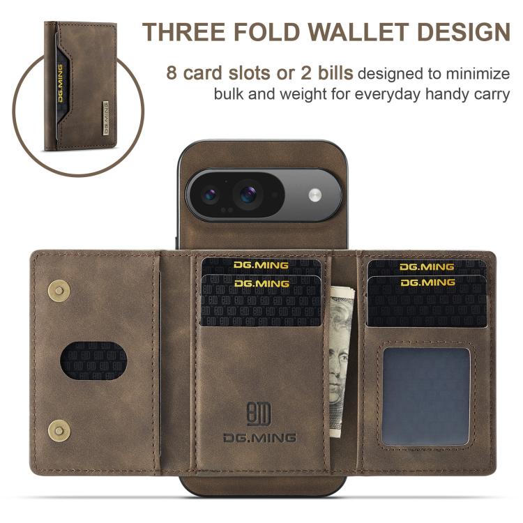 For Google Pixel 10 / 10 Pro DG.MING M2 Series 3-Fold Multi Card Bag + Magnetic Phone Case