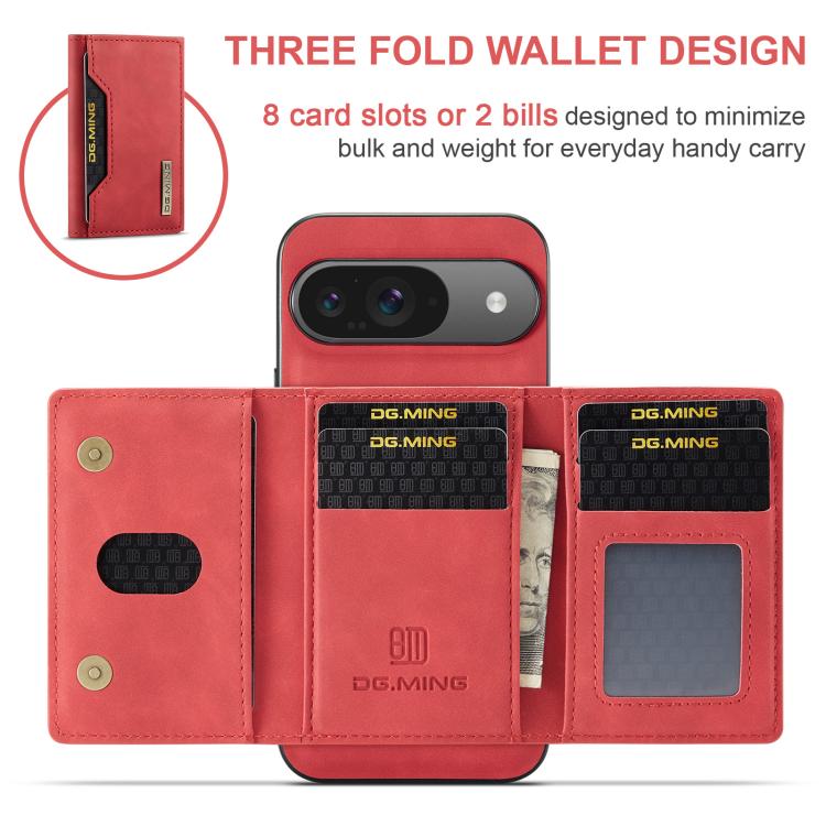 For Google Pixel 10 / 10 Pro DG.MING M2 Series 3-Fold Multi Card Bag + Magnetic Phone Case