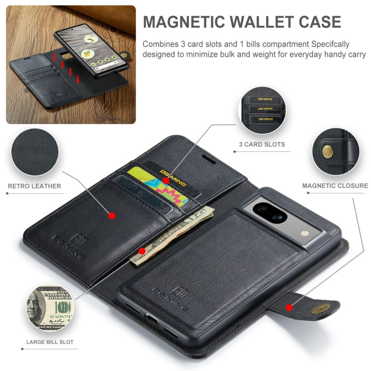 For Google Pixel 8a DG.MING Crazy Horse Texture Detachable Magnetic Leather Phone Case