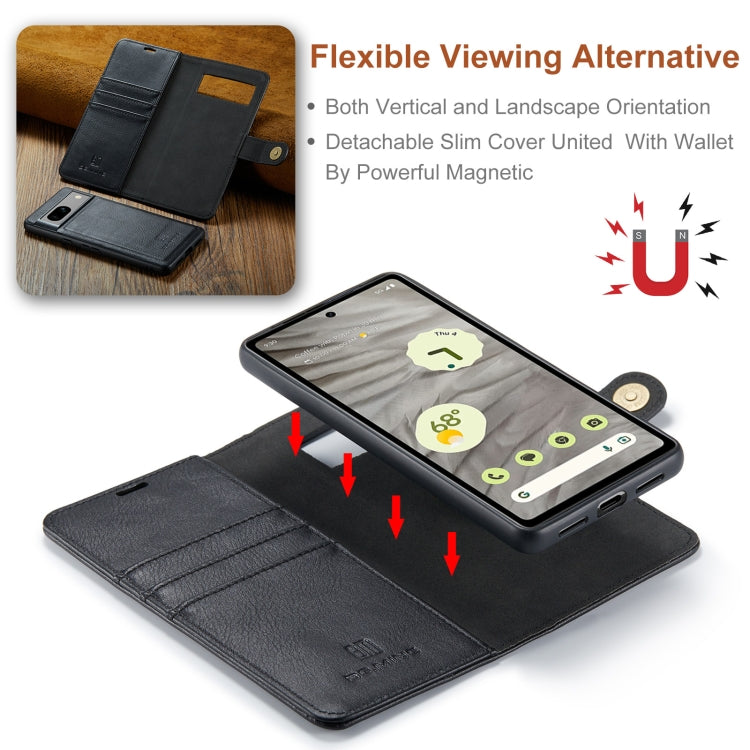For Google Pixel 8a DG.MING Crazy Horse Texture Detachable Magnetic Leather Phone Case