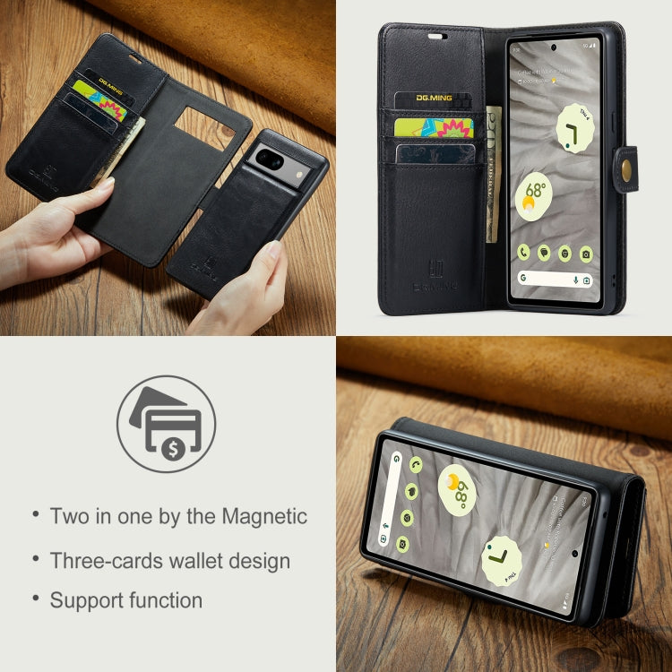 For Google Pixel 8a DG.MING Crazy Horse Texture Detachable Magnetic Leather Phone Case
