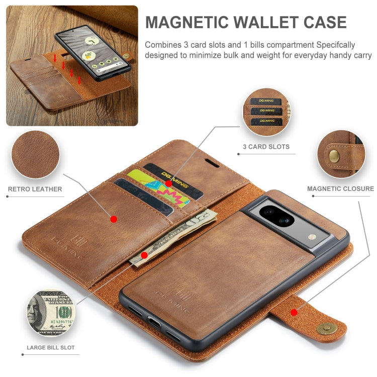 For Google Pixel 8a DG.MING Crazy Horse Texture Detachable Magnetic Leather Phone Case